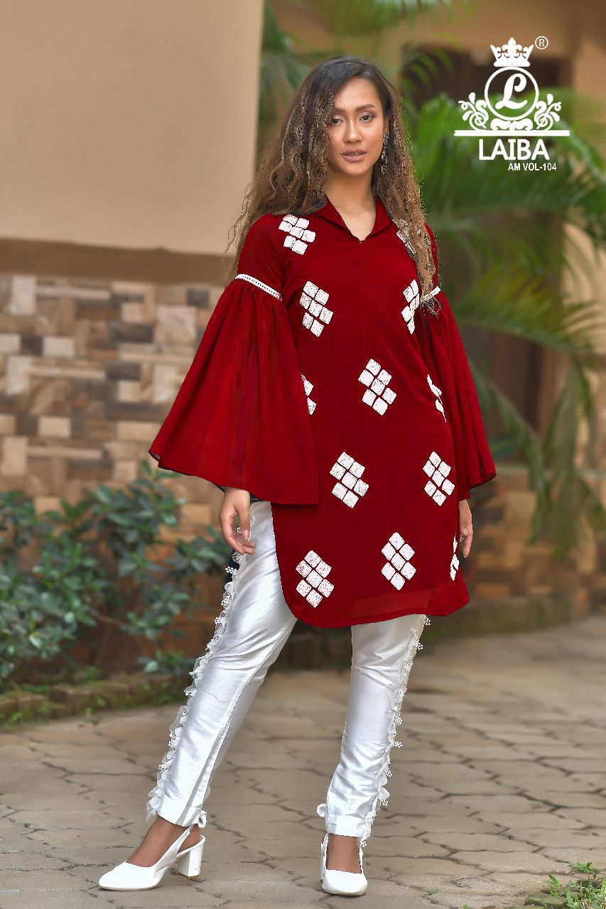 Laiba Am 104 Heavy Festive Wear Pure Georgette Designer Top With Bottom Collection